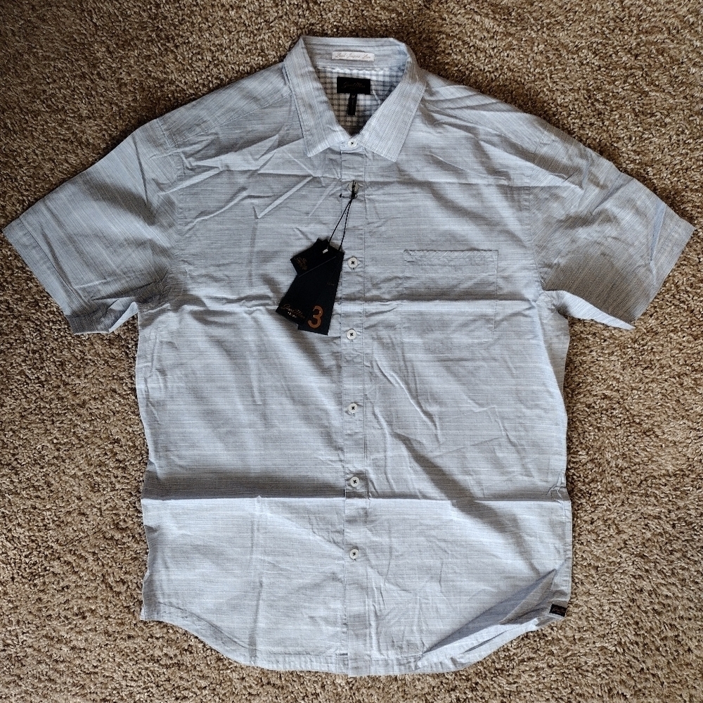 Good Man Brand Gray Short Sleeve Button Down Shirt NWT - Picture 1 of 6